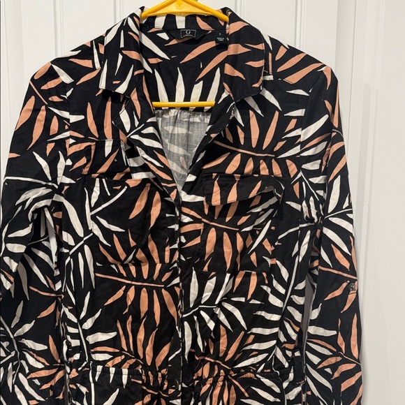 G by Giuliana Black and Tan Leaf Print Jumpsuit - Picture 2 of 9